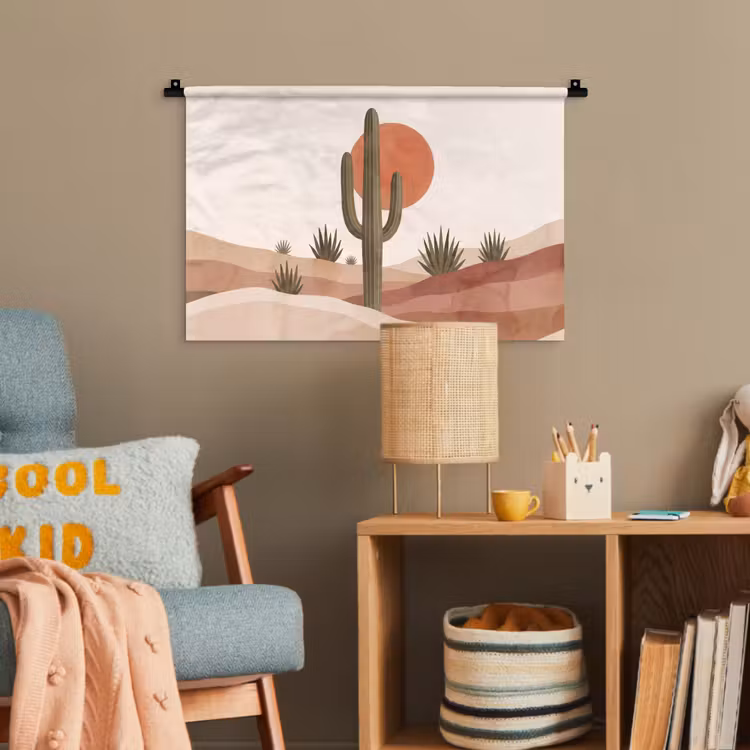 Cactus - Duinen - Modern - Landschap - Groen Wandkleed katoen klein -wsfeer4_kind