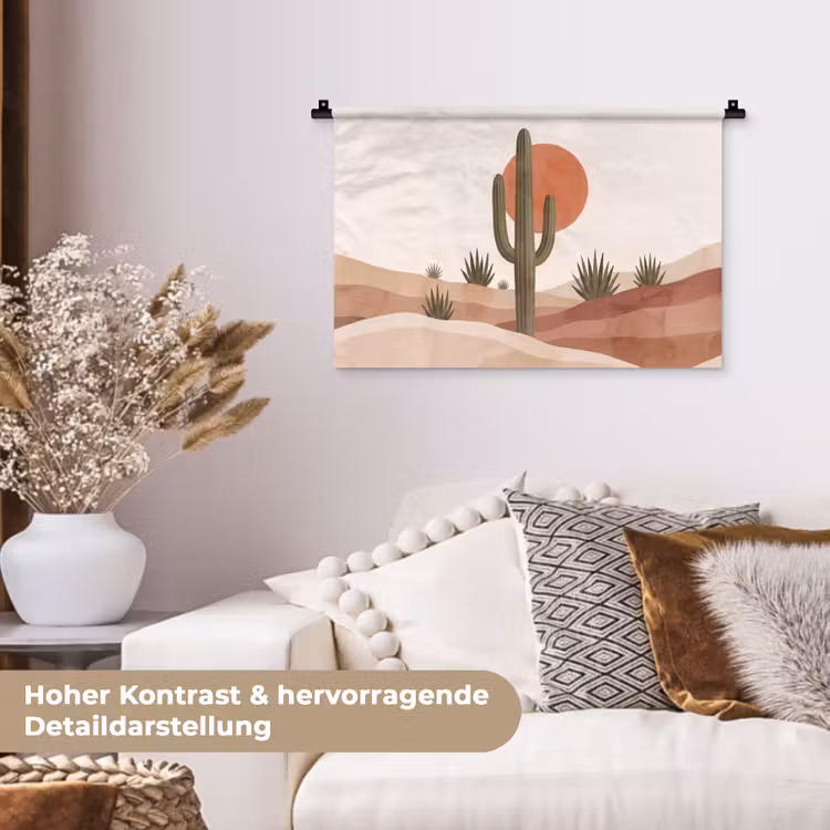Cactus - Duinen - Modern - Landschap - Groen Wandkleed katoen klein -tsfeer1_DE