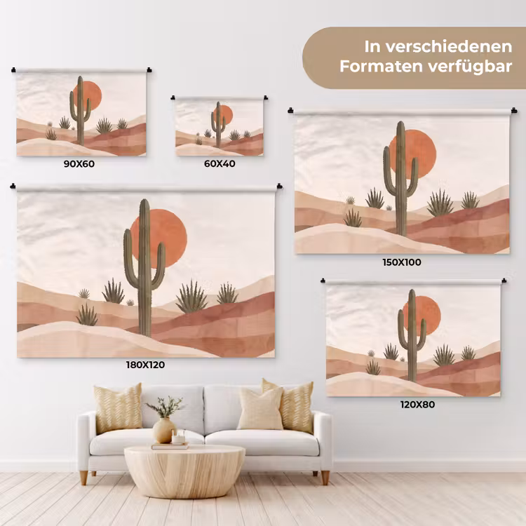 Cactus - Duinen - Modern - Landschap - Groen Wandkleed katoen klein -tsfeer8_DE