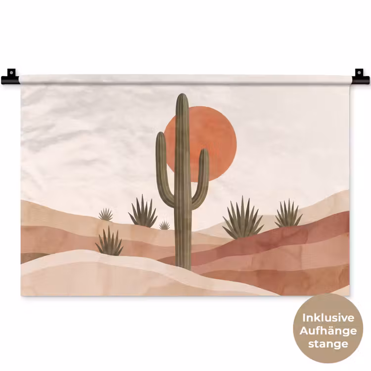 Cactus - Duinen - Modern - Landschap - Groen Wandkleed katoen klein -t3d_DE