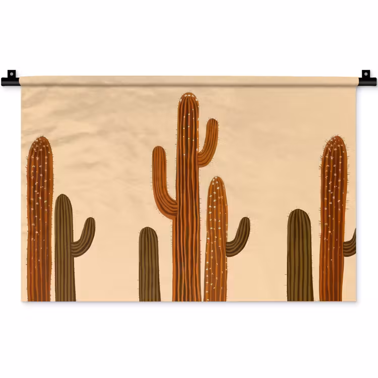 Cactus - Woestijn - Zand - Bruin Wandkleed katoen klein -zz3d