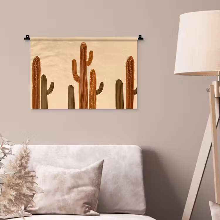 Cactus - Woestijn - Zand - Bruin Wandkleed katoen klein -sfeer4