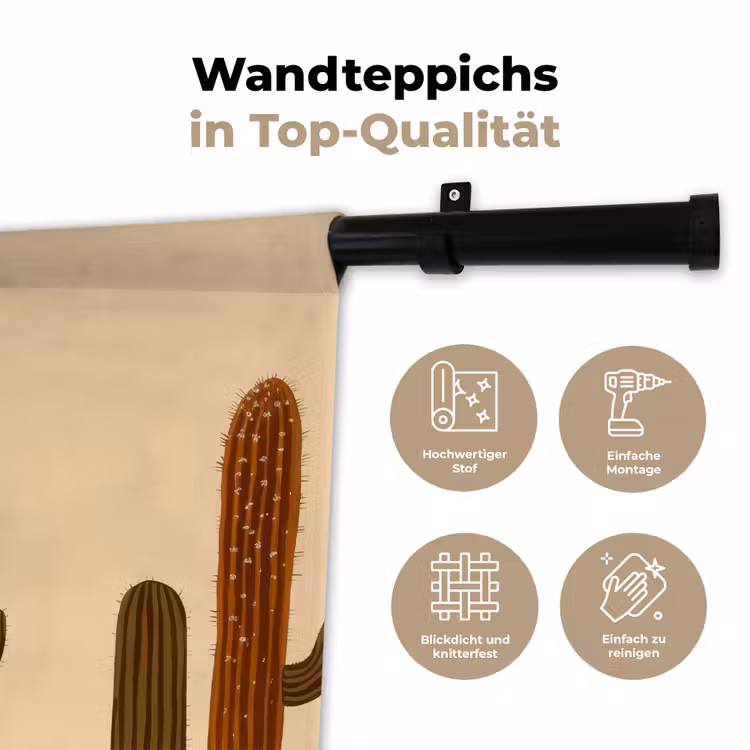 Cactus - Woestijn - Zand - Bruin Wandkleed katoen klein -tsfeer2_DE