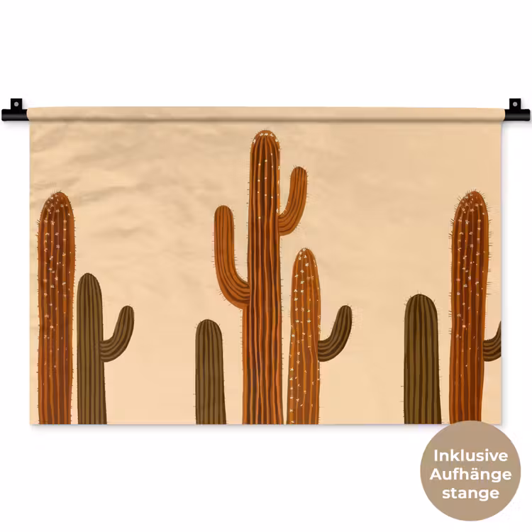 Cactus - Woestijn - Zand - Bruin Wandkleed katoen klein -t3d_DE