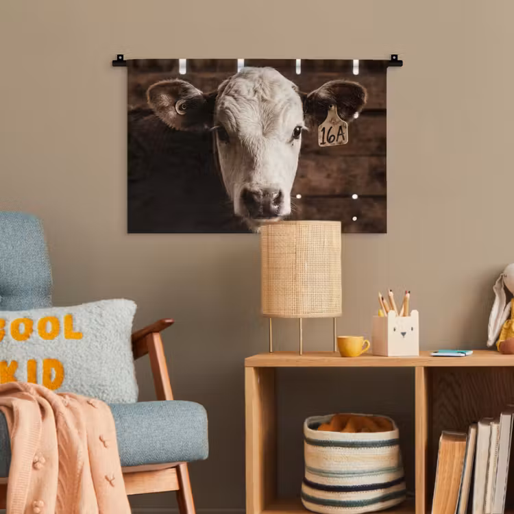 Kalf - Oormerk - Houten stal Wandkleed katoen klein -wsfeer4_kind