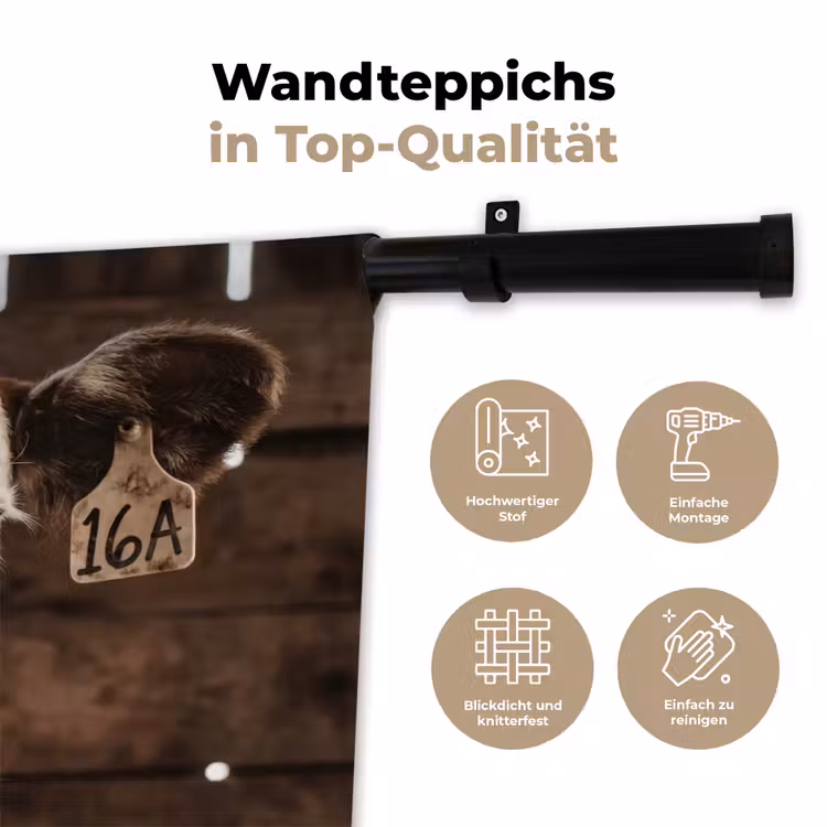 Kalf - Oormerk - Houten stal Wandkleed katoen klein -tsfeer2_DE