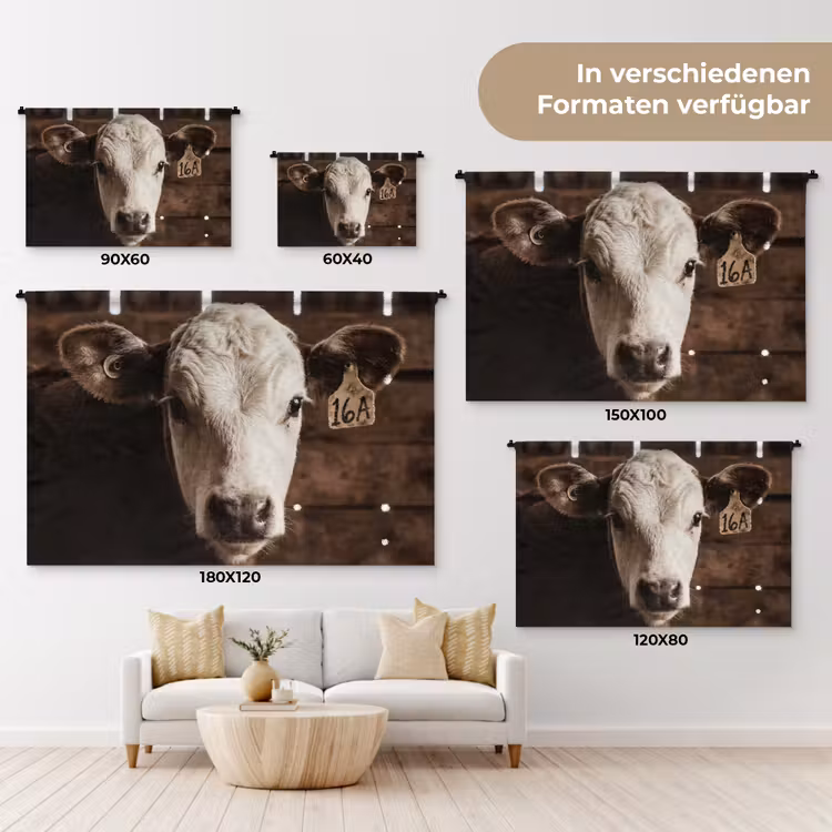 Kalf - Oormerk - Houten stal Wandkleed katoen klein -tsfeer8_DE