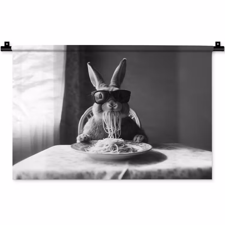 Konijn - Bunny - Zonnebril - Tafelkleed - Pasta - Schattig Wandkleed katoen klein -zz3d