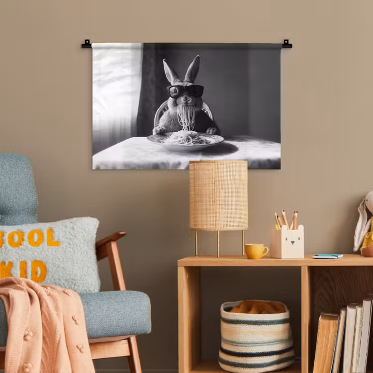 Konijn - Bunny - Zonnebril - Tafelkleed - Pasta - Schattig Wandkleed katoen klein -wsfeer4_kind