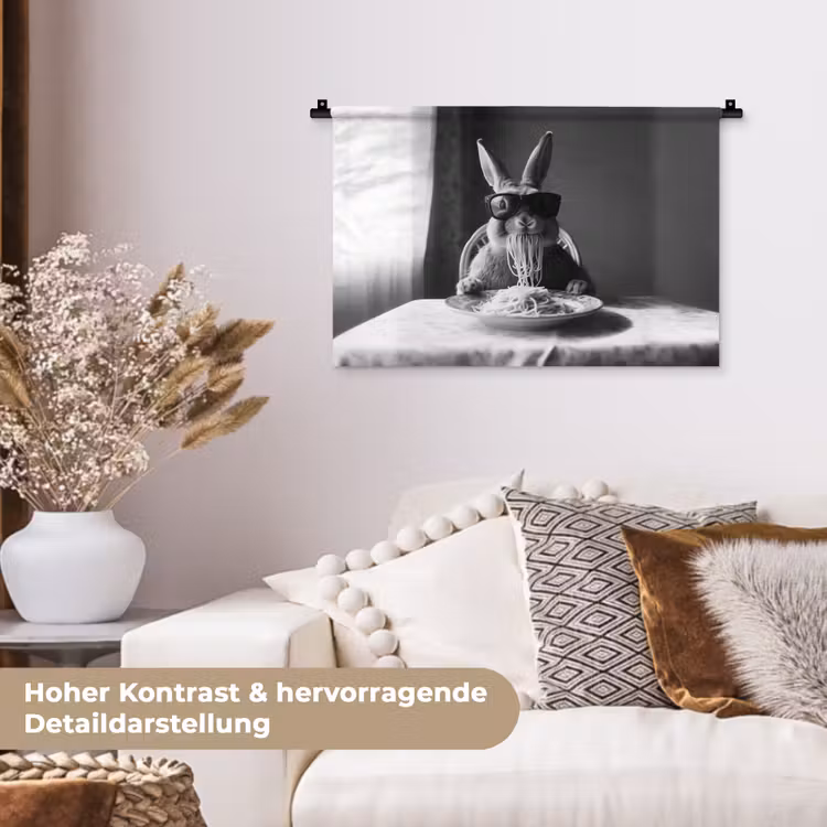 Konijn - Bunny - Zonnebril - Tafelkleed - Pasta - Schattig Wandkleed katoen klein -tsfeer1_DE
