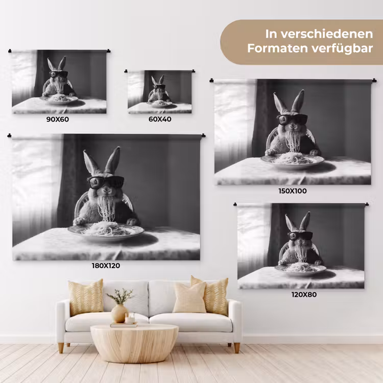 Konijn - Bunny - Zonnebril - Tafelkleed - Pasta - Schattig Wandkleed katoen klein -tsfeer8_DE