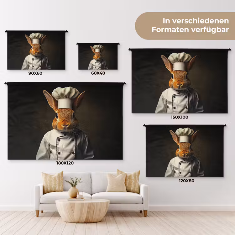 Konijn - Kok - Dier Wandkleed katoen klein -tsfeer8_DE