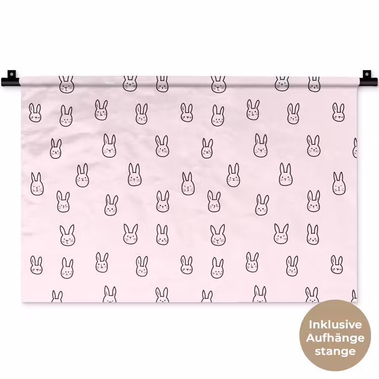 Konijnen - Minimalistisch - Roze Wandkleed katoen klein 269 -t3d_DE