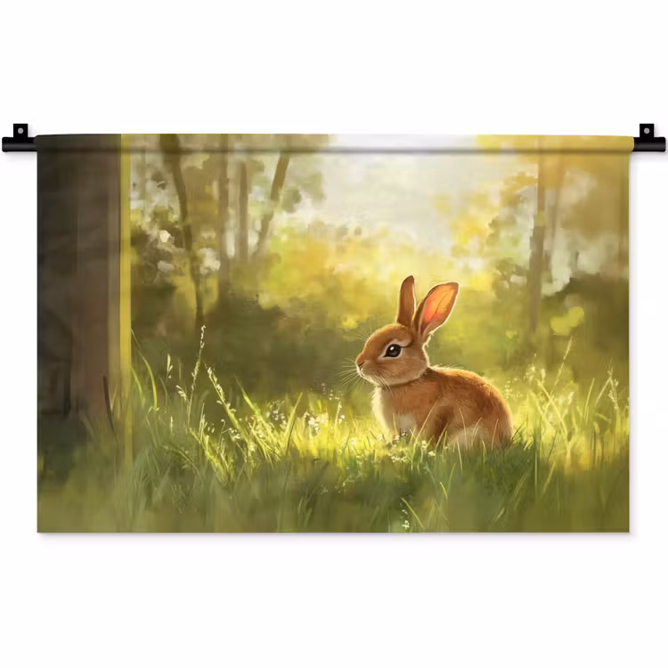 Konijn - Zonlicht - Bos Wandkleed katoen klein -zz3d