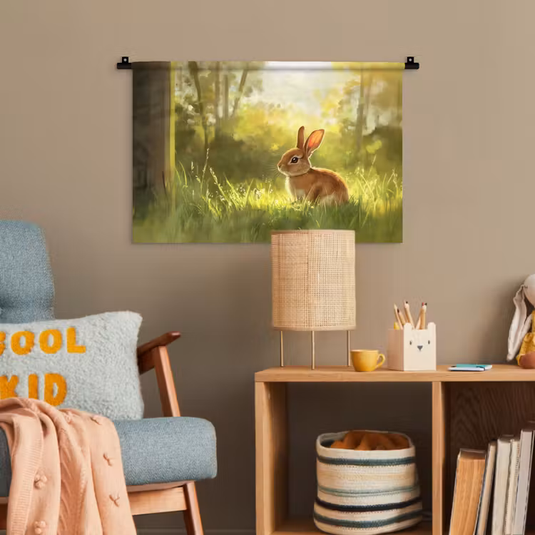 Konijn - Zonlicht - Bos Wandkleed katoen klein -wsfeer4_kind