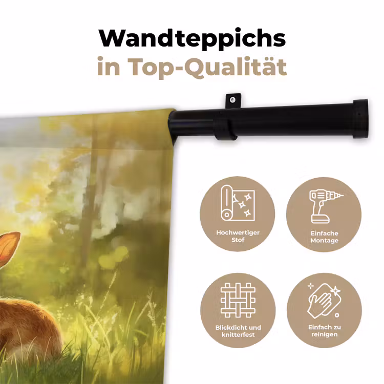 Konijn - Zonlicht - Bos Wandkleed katoen klein -tsfeer2_DE