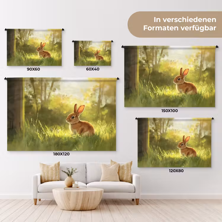 Konijn - Zonlicht - Bos Wandkleed katoen klein -tsfeer8_DE