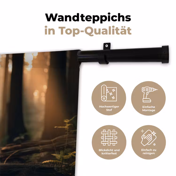Konijn - Bos - Zonnestralen Wandkleed katoen klein -tsfeer2_DE