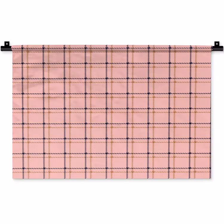 Plaid - Patroon - Gestreept - Roze Wandkleed katoen klein 269 -zz3d