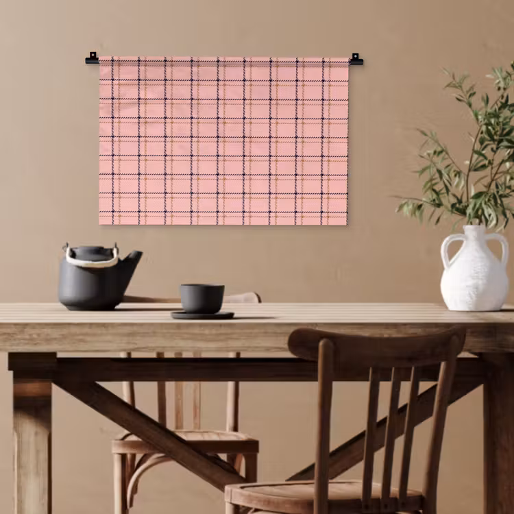 Plaid - Patroon - Gestreept - Roze Wandkleed katoen klein 269 -sfeer6