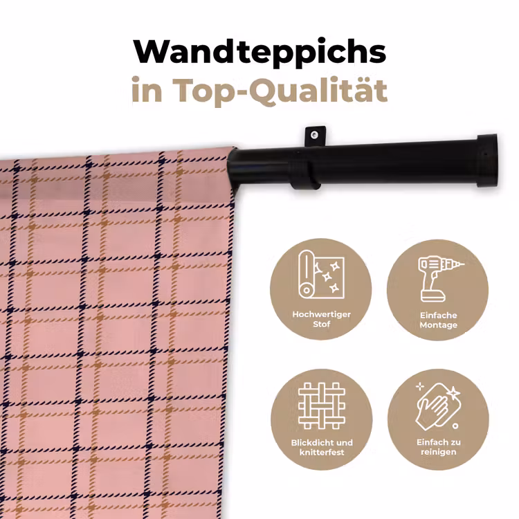 Plaid - Patroon - Gestreept - Roze Wandkleed katoen klein 269 -tsfeer2_DE