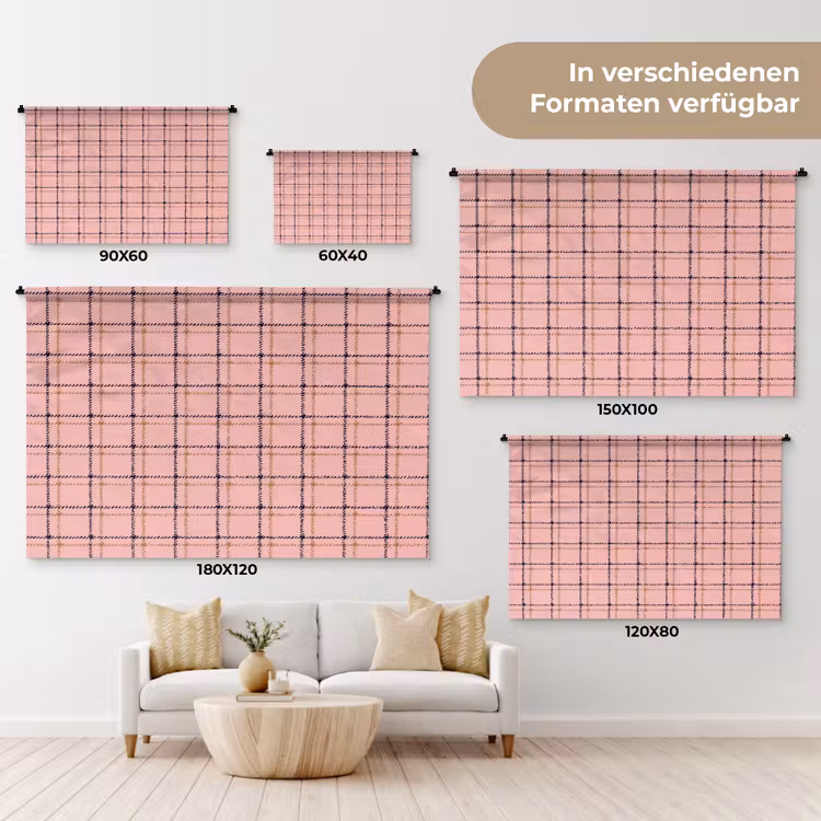 Plaid - Patroon - Gestreept - Roze Wandkleed katoen klein 269 -tsfeer8_DE