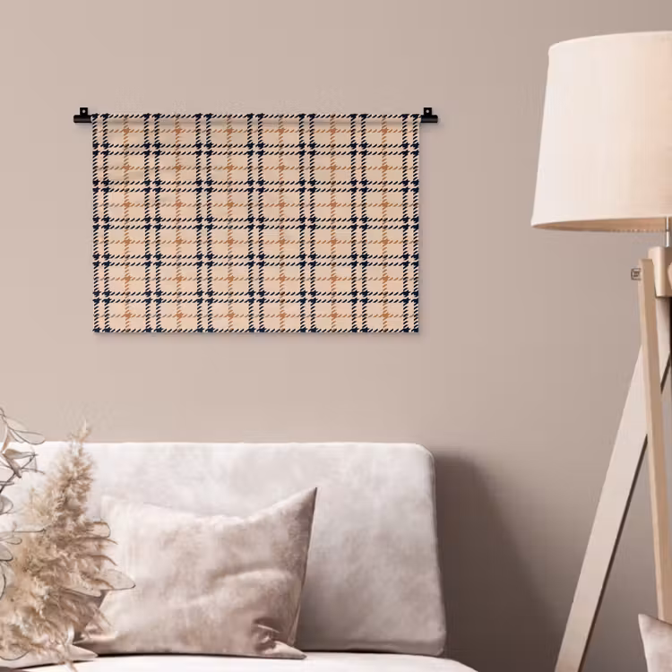 Plaid - Patroon - Beige - Zwart Wandkleed katoen klein 269 -sfeer4