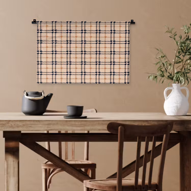 Plaid - Patroon - Beige - Zwart Wandkleed katoen klein 269 -sfeer6