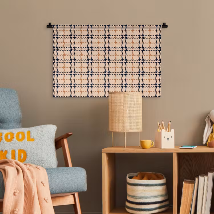 Plaid - Patroon - Beige - Zwart Wandkleed katoen klein 269 -wsfeer4_kind