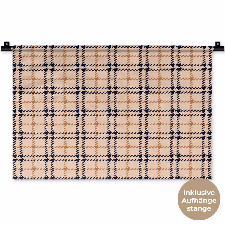 Plaid - Patroon - Beige - Zwart Wandkleed katoen klein 269 -t3d_DE