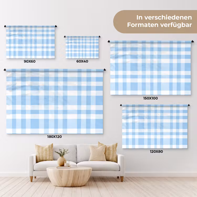 Ruit - Patroon - Blauw Wandkleed katoen klein 269 -tsfeer8_DE