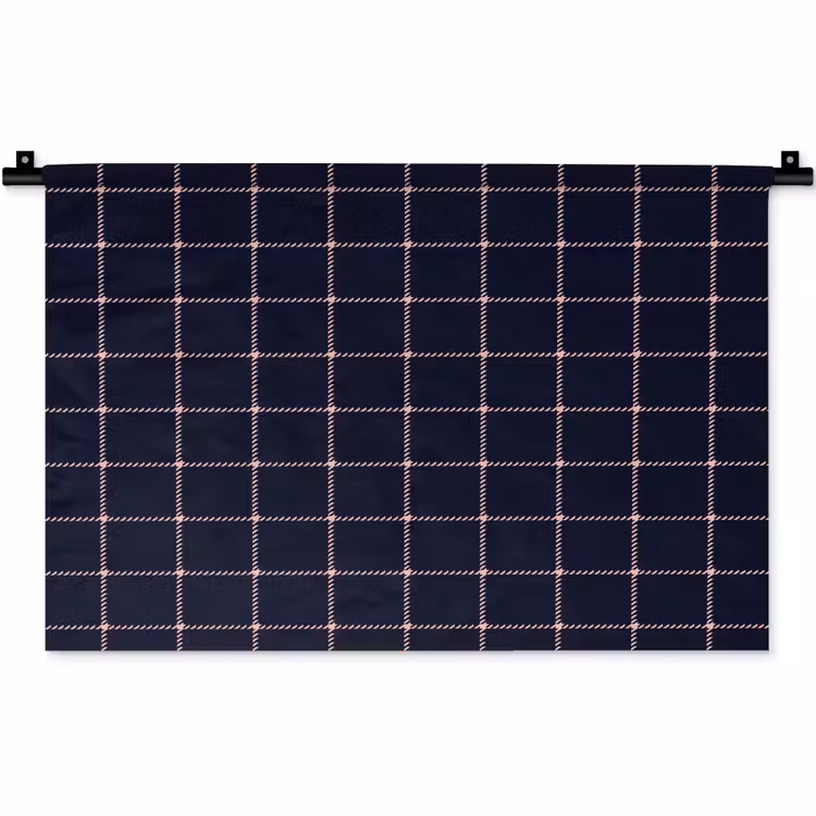 Plaid - Patroon - Blauw - Roze Wandkleed katoen klein 269 -zz3d