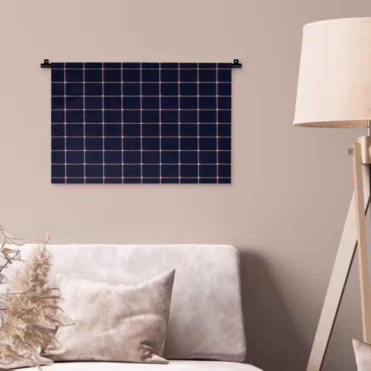 Plaid - Patroon - Blauw - Roze Wandkleed katoen klein 269 -sfeer4