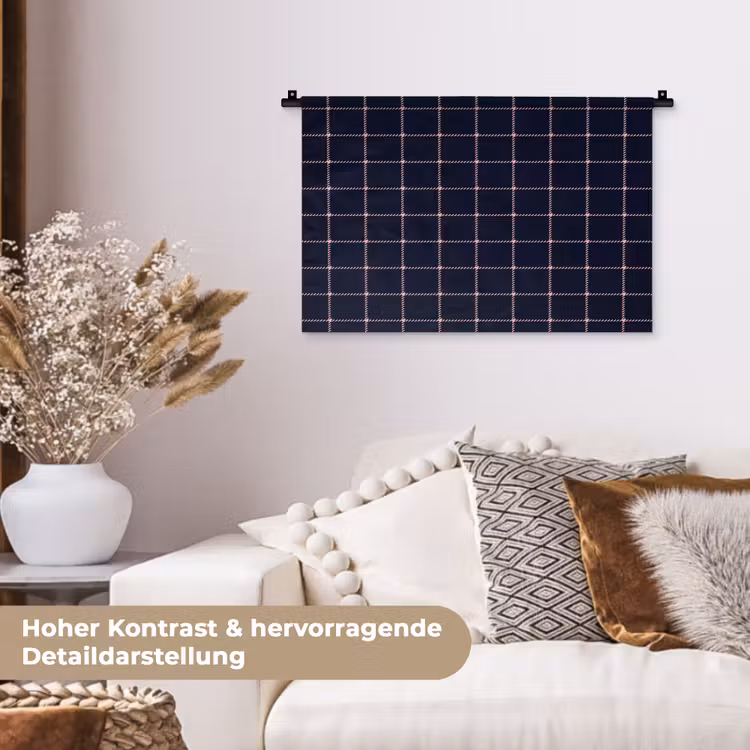 Plaid - Patroon - Blauw - Roze Wandkleed katoen klein 269 -tsfeer1_DE