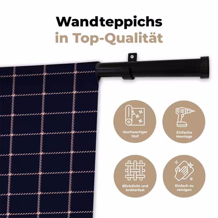 Plaid - Patroon - Blauw - Roze Wandkleed katoen klein 269 -tsfeer2_DE