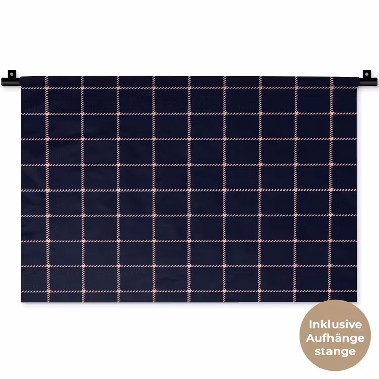 Plaid - Patroon - Blauw - Roze Wandkleed katoen klein 269 -t3d_DE