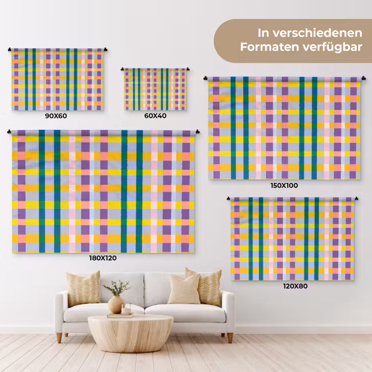 Ruit - Patroon - Kleurrijk Wandkleed katoen klein 269 -tsfeer8_DE