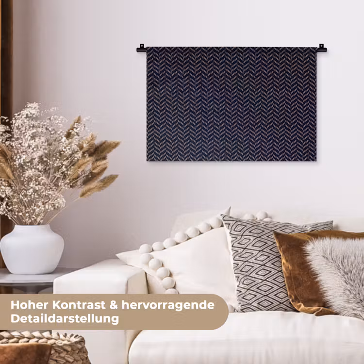 Plaid - Patroon - Visgraad - Blauw Wandkleed katoen klein 269 -tsfeer1_DE