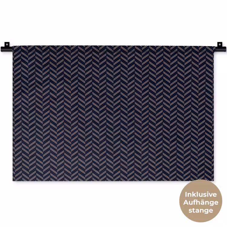 Plaid - Patroon - Visgraad - Blauw Wandkleed katoen klein 269 -t3d_DE