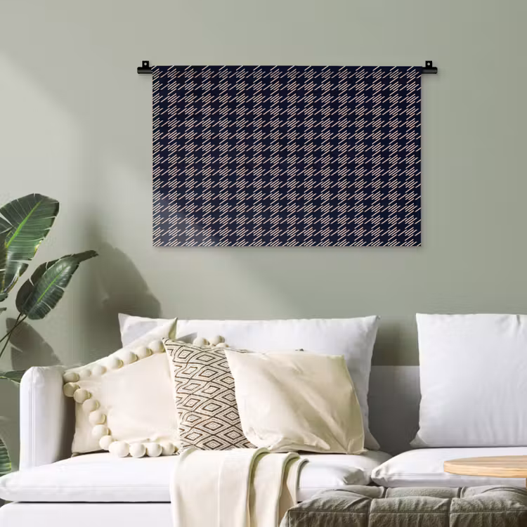 Plaid - Patroon - Ruit - Blauw Wandkleed katoen klein 269 -sfeer7