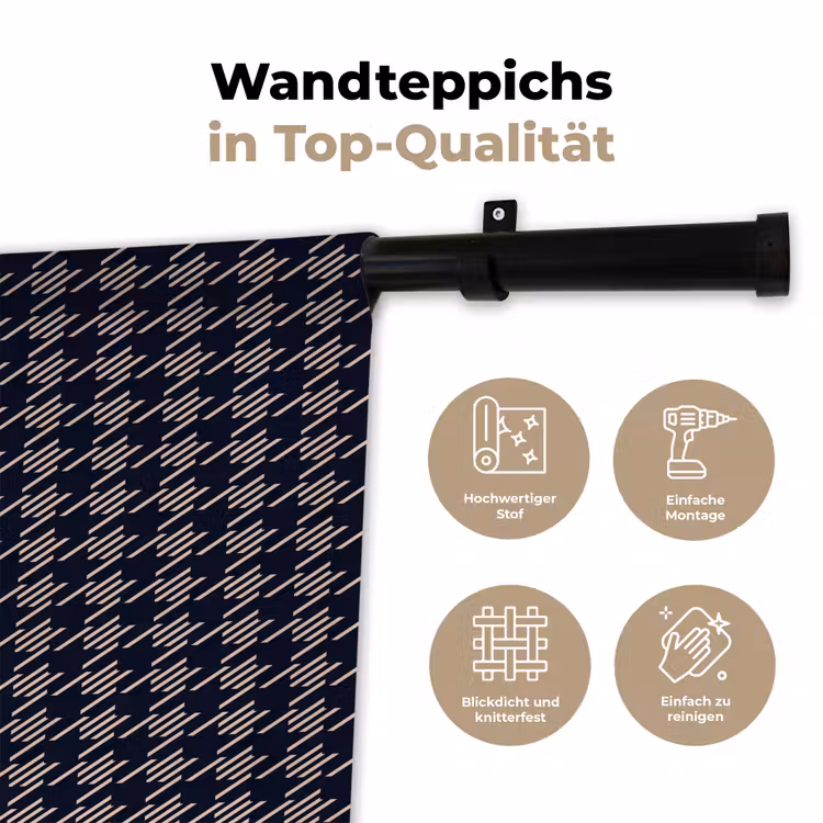 Plaid - Patroon - Ruit - Blauw Wandkleed katoen klein 269 -tsfeer2_DE