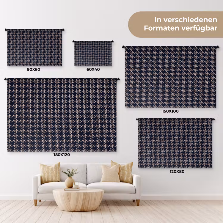 Plaid - Patroon - Ruit - Blauw Wandkleed katoen klein 269 -tsfeer8_DE