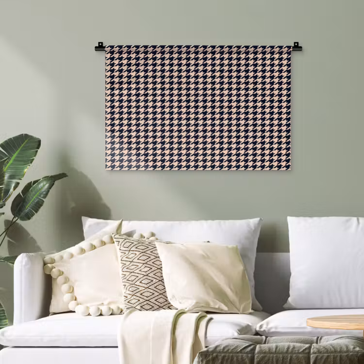 Plaid - Patroon - Ruit - Donkerblauw Wandkleed katoen klein 269 -sfeer7