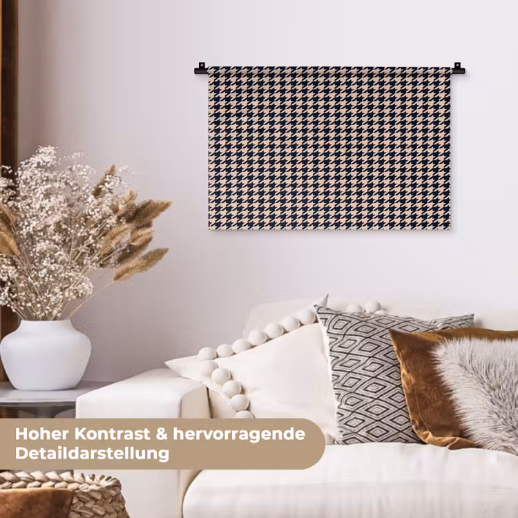 Plaid - Patroon - Ruit - Donkerblauw Wandkleed katoen klein 269 -tsfeer1_DE