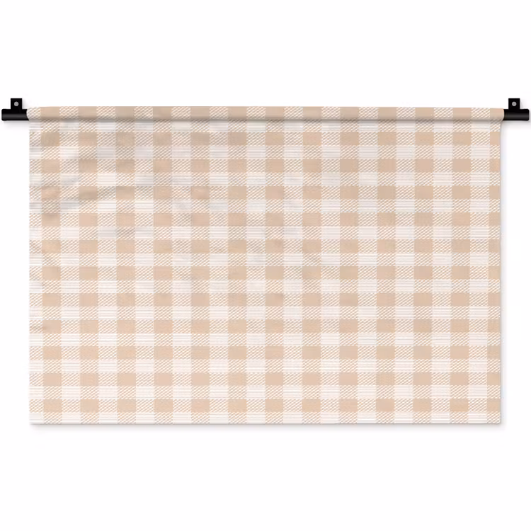 Plaid - Patroon - Vierkant - Beige Wandkleed katoen klein 269 -zz3d