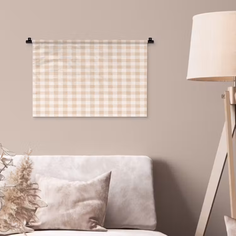 Plaid - Patroon - Vierkant - Beige Wandkleed katoen klein 269 -sfeer4