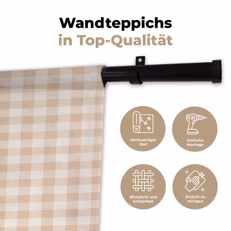 Plaid - Patroon - Vierkant - Beige Wandkleed katoen klein 269 -tsfeer2_DE
