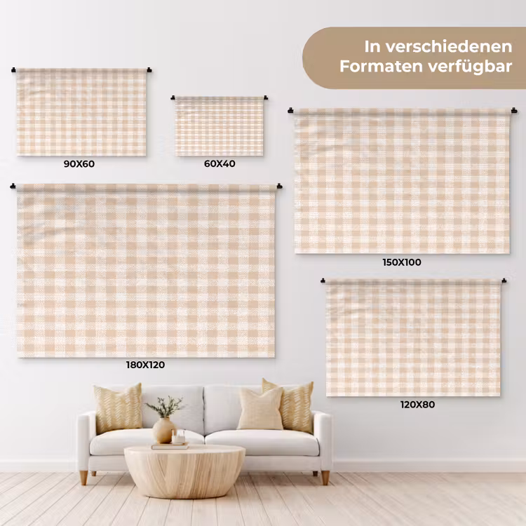 Plaid - Patroon - Vierkant - Beige Wandkleed katoen klein 269 -tsfeer8_DE