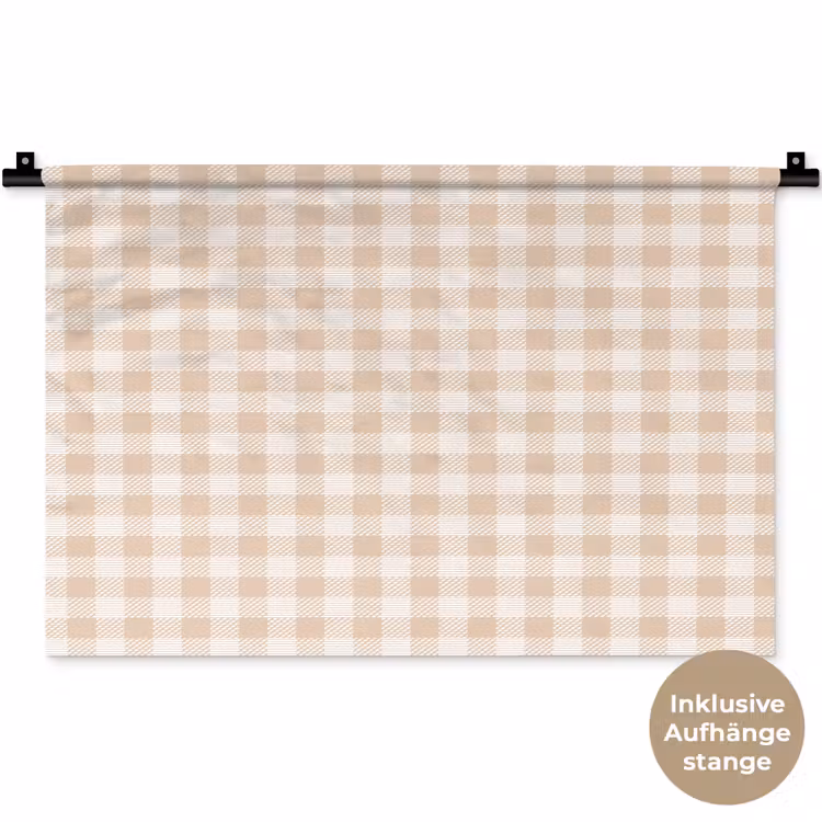 Plaid - Patroon - Vierkant - Beige Wandkleed katoen klein 269 -t3d_DE
