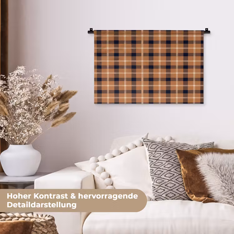 Plaid - Patroon - Vierkant - Bruin Wandkleed katoen klein 269 -tsfeer1_DE